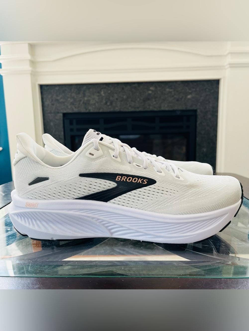 Sz 10 Brooks Ghost 18 Women's Running Shoes White/Black/Rose Gold